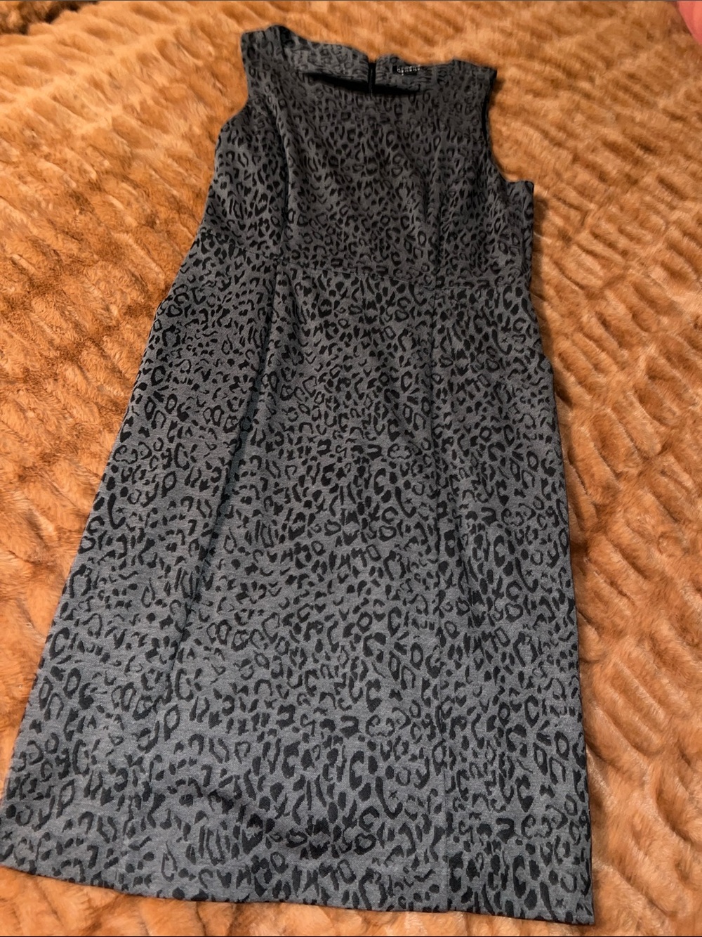 George Black and Gray Leopard-Print Midi Dress